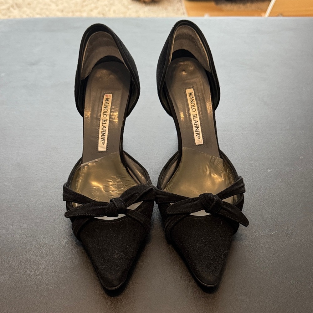 Manolo Blahnik Black Suede Heels
